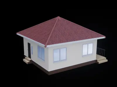 Modern SubUrban House  Low-poly 3D model
