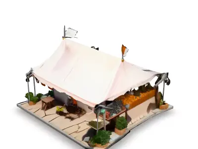 LowPoly Market Stall 3D Model Low-poly 3D model