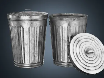 Street Trash Can PBR Game Ready Low-poly 3D model