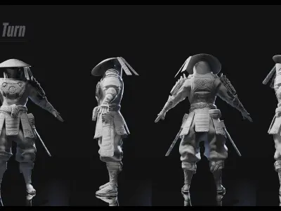 KURO RYU Stylized Samurai Character Blender Only Low-poly 3D model