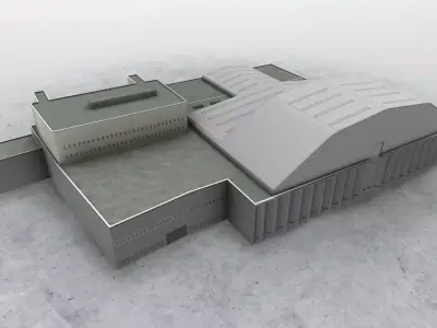 EGKK Hangar 2 Low-poly 3D model