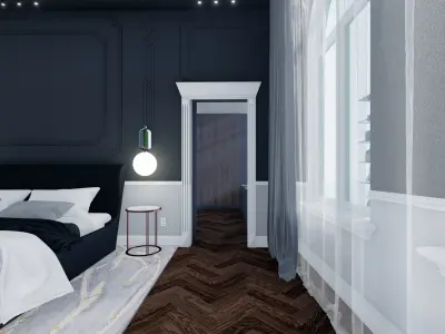 classic style master bedroom 3D model