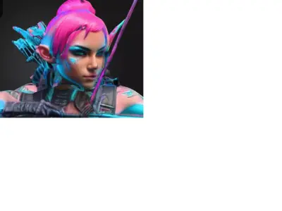 Neon Cyber Elf Archer Miniatura   Elfa Arqueira Ciberpunk 3D print model