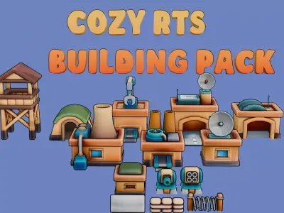 Stylized Cozy Military Structures Pack Low-poly 3D model