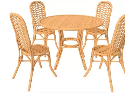 Dining Table with Chairs Set 3D model