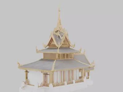 Traditional Asian Temple Low-poly 3D model