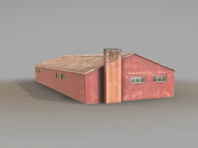 Old Garage 01 red  Low-poly 3D model