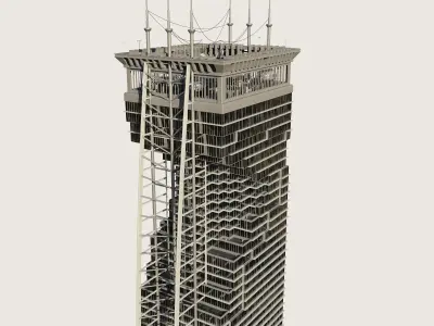 Building Skyscraper City Town Downtown Street Futuristic Utopia Low-poly 3D model