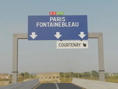 French Highway Billboard 3D Model Low-poly 3D model