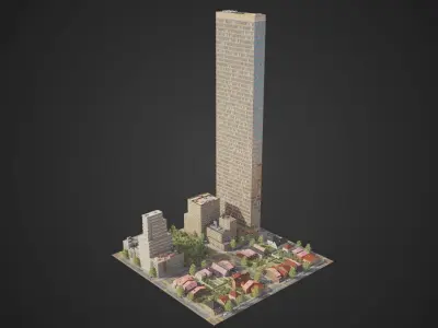 Realistic City District H12-R25 MAYA Low-poly 3D model