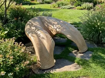 Parametric Wooden Pavilion - Futuristic Organic Shelter Low-poly 3D model