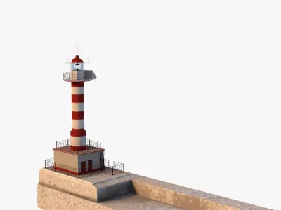 Lighthouse with stripes 3D model