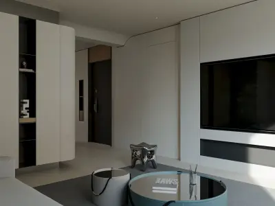Modern living and dining room 3D model purchase
