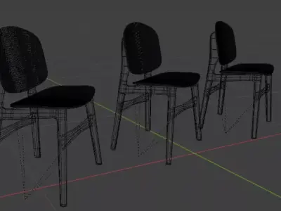 Set of 3 Modern Chairs - Game and Visualization Ready 3D Models Low-poly 3D model