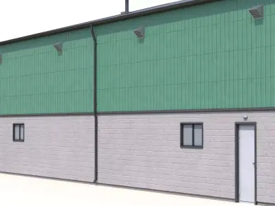 Green Industrial Building 32 PBR Low-poly 3D model