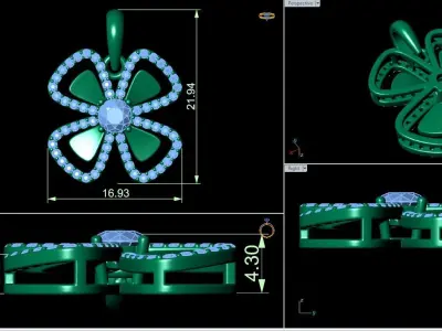 Flower pendant 3D print model 5