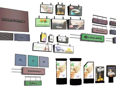 Cyberpunk Signs Low-poly 3D model