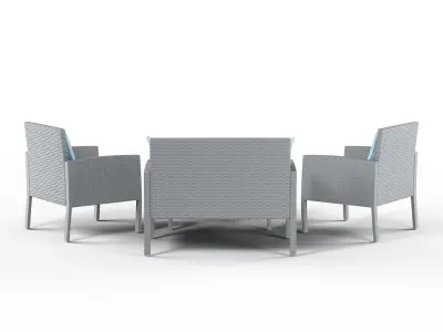 Havenside Home Stillwater Gray 4-piece Rattan Seating 3D model