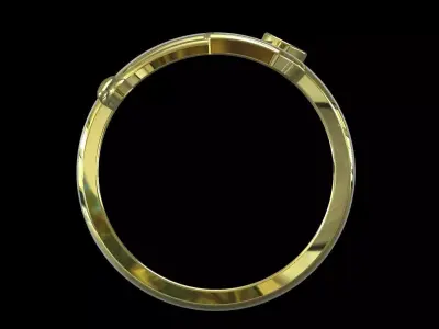 Modern Double Band Bypass Ring  14K Gold 3D print model