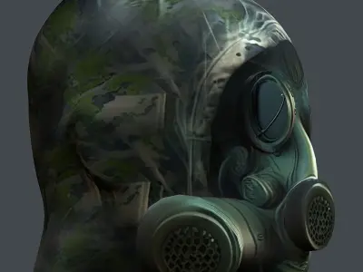 Gas mask helmet 3d model military combat Low-poly Low-poly 3D model 20