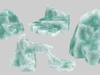 Ice Set piece of aquamarine Low-poly 3D model