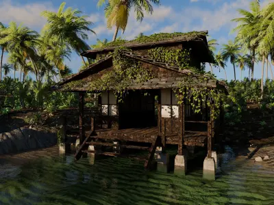 Tropical Cabin Scene 3D model