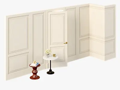Wall molding Boiserie classic panels with door Low-poly 3D model