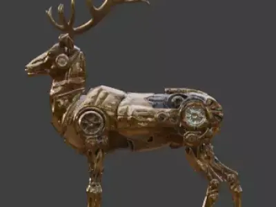 Steampunk Mechanical Deer Automaton 3D Model Low-poly 3D model