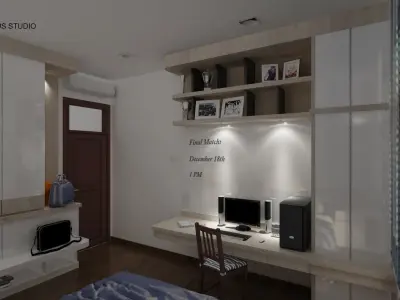 Navy bedroom scene 3D model