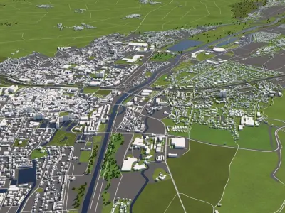St Polten Austria 50x50km 3D model