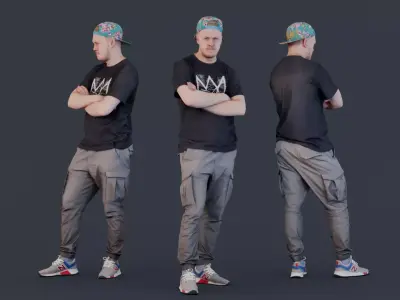 Casual Guy in a Colorful Cap 3D model