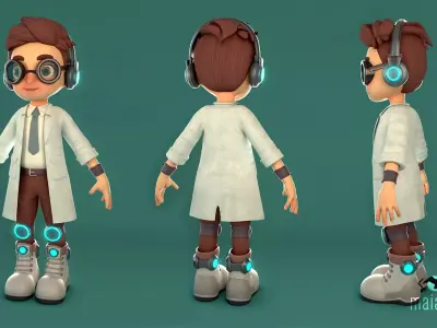 Sci-fi Scientist - Maya and Unity ready Low-poly 3D model