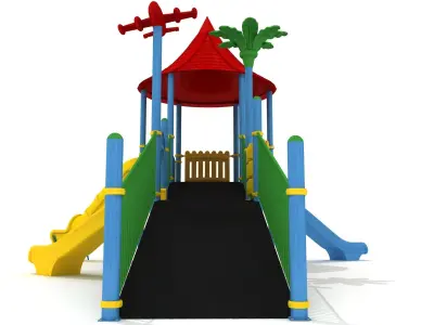 Handicapped Accessible Metal Kid Playground - 01 3D model