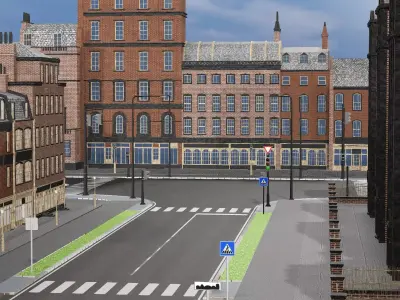 New York Modern City Street Scene Block V13 3D Model Low-poly 3D model