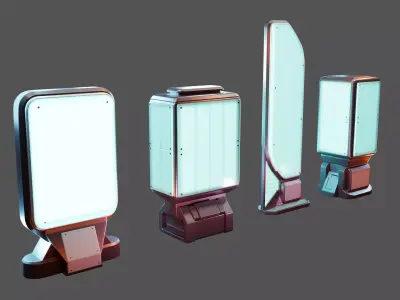 Sci-fi Street Lights set 3D model