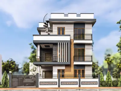 Modern Box-Style House Exterior 3D model