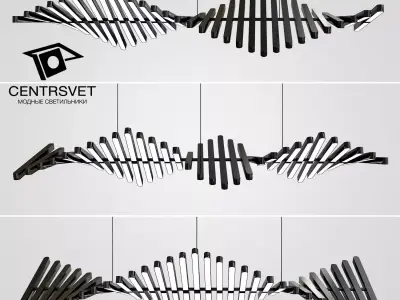 FLIGHT chandelier made of metal and wood 3D model