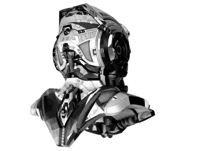 Helmet robot Low-poly 3D model
