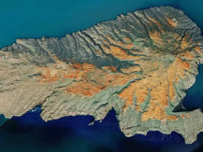 Kahoolawe island 3d model terrain 3D model