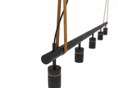 Chandelier made of metal pipes and leather strap Low-poly 3D model
