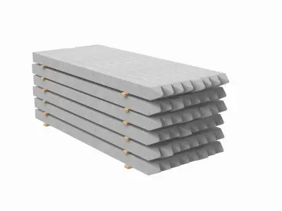 Concrete Slabs On Wood Planks 3D model