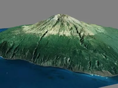 Tristan da Cunha terrain 3d model Low-poly 3D model