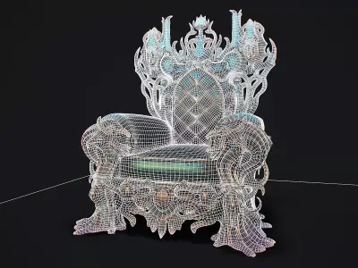 Fantasy Throne 4 game ready 3d model Low-poly 3D model