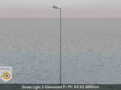 Street Light 5 Galvanized F1 M1 K0 A2 6000mm  Low-poly 3D model