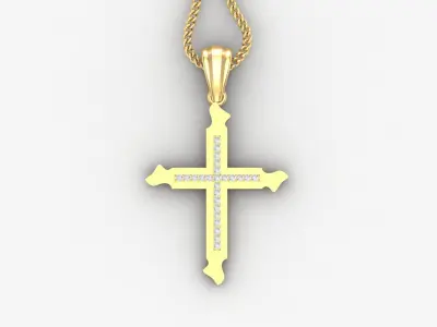 High Cross Pendant Light Gold 18K 4CP012 3D print model