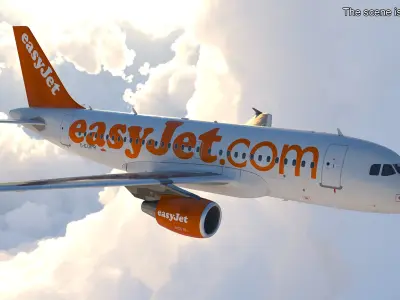  EasyJet Airbus A319 Commercial Jet Rigged for Cinema 4D 