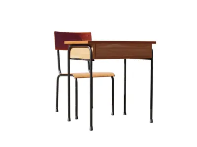 Desk and Chair Low-poly 3D model