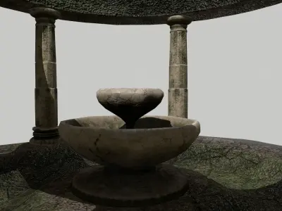 Altar Set stone fountain with columns Low-poly 3D model