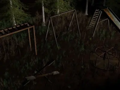 playground low poly set of swings in woods Low-poly 3D model