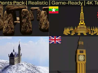 Epic Monuments Pack  Realistic Low Poly 3D Models Game Ready Low-poly 3D model